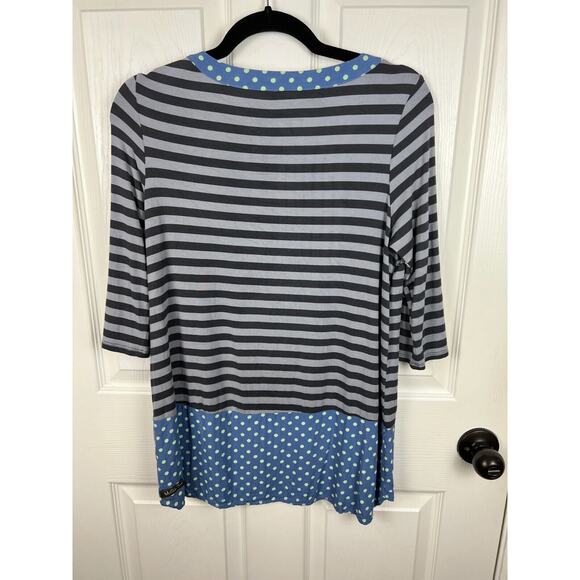 Matilda Jane Lets Get Lost Tunic XS Polka Dot Striped Roll Tab Scoop Neck Casual - Picture 7 of 7